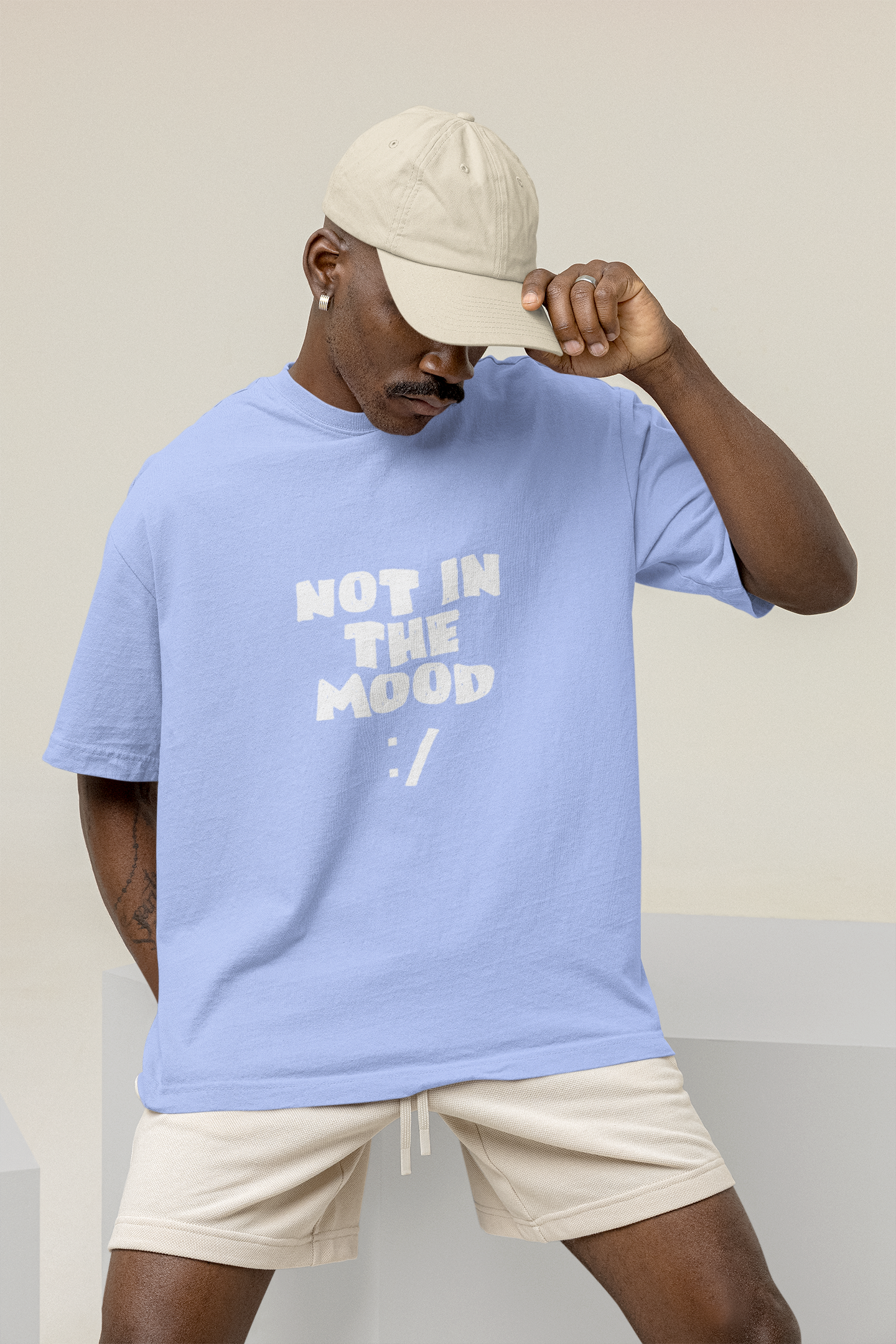 OVERSIZED TSHIRTS BABY BLUE: NOT IN MOOD