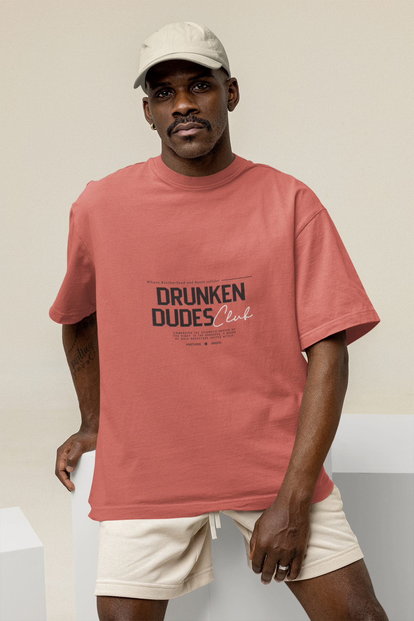 OVERSIZED TSHIRTS CORAL : DRUKEN DUDE