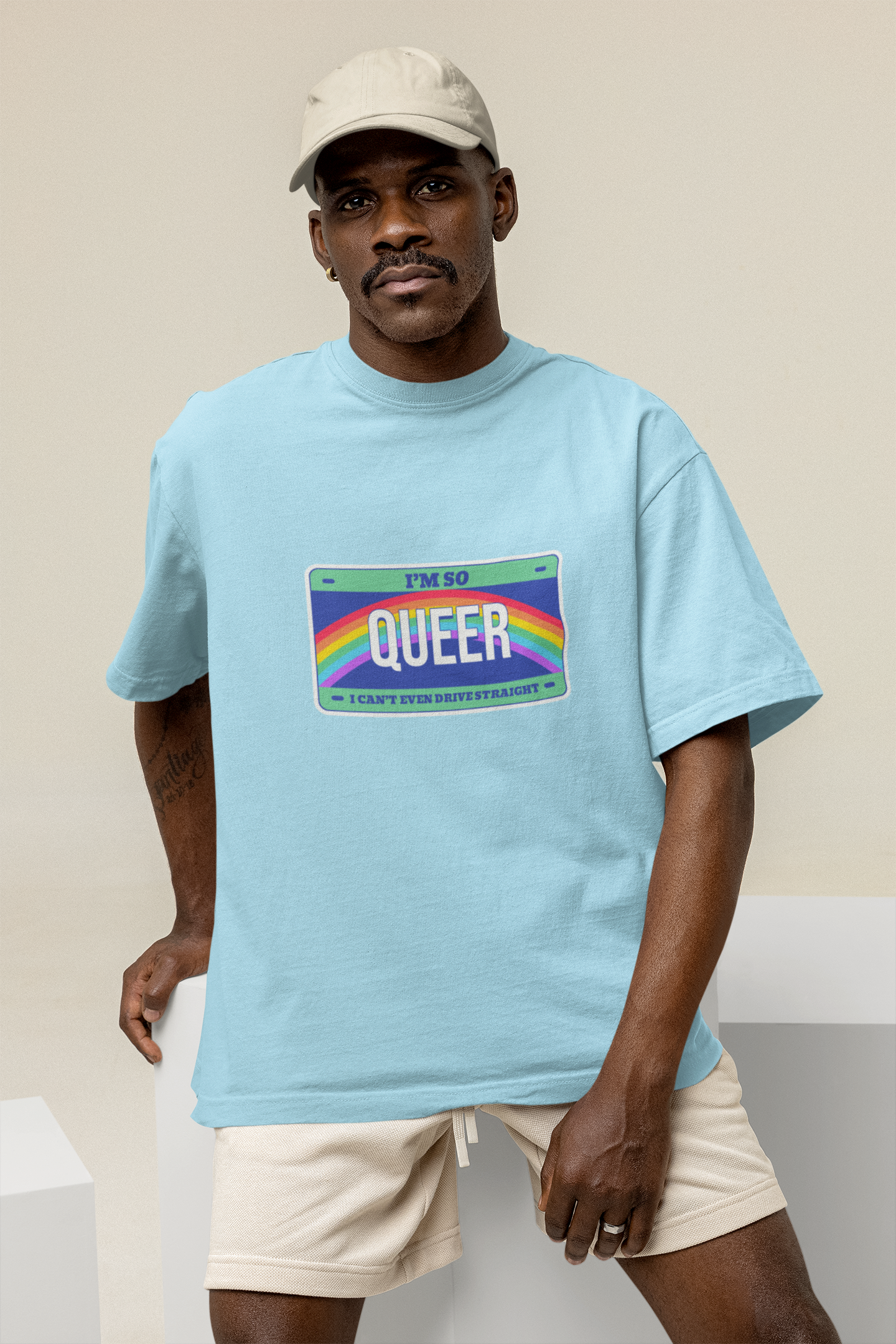 OVERSIZED TSHIRTS BABY BLUE: QUEER