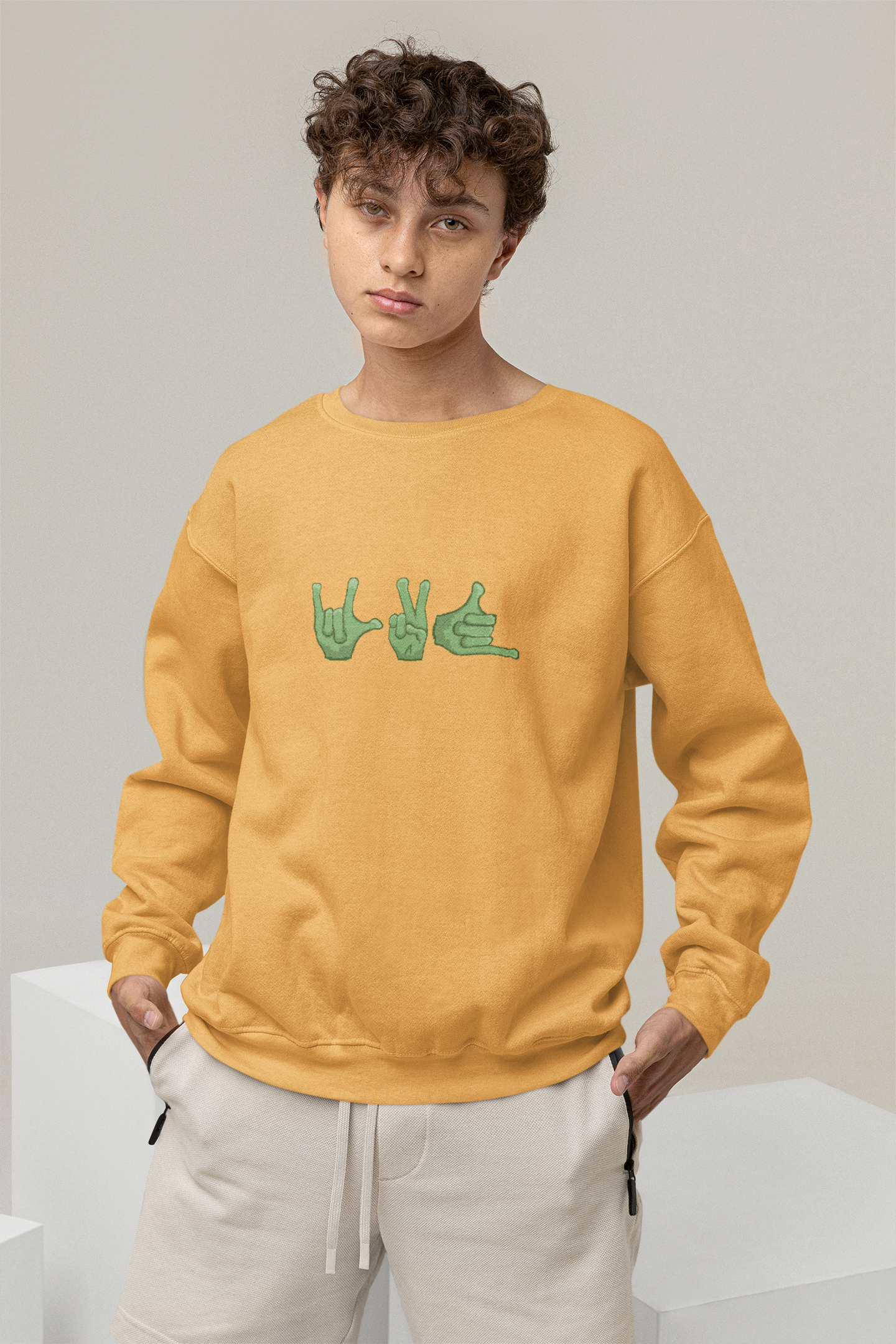 SWEATSHIRTS MUSTARD YELLOW: SIGNS