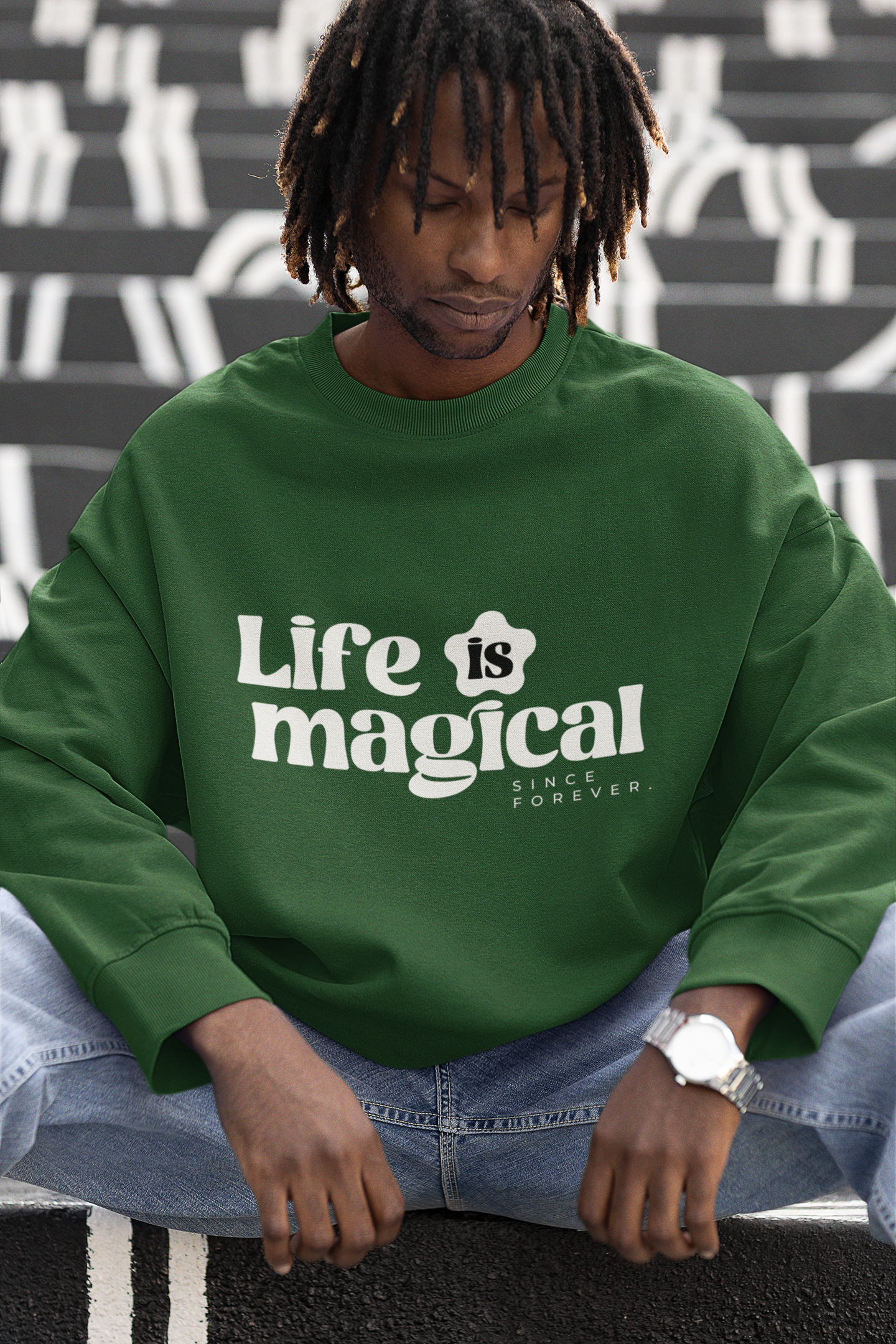 OVERSIZED SWEATSHIRTS  BOTTLE GREEN : MAGICAL