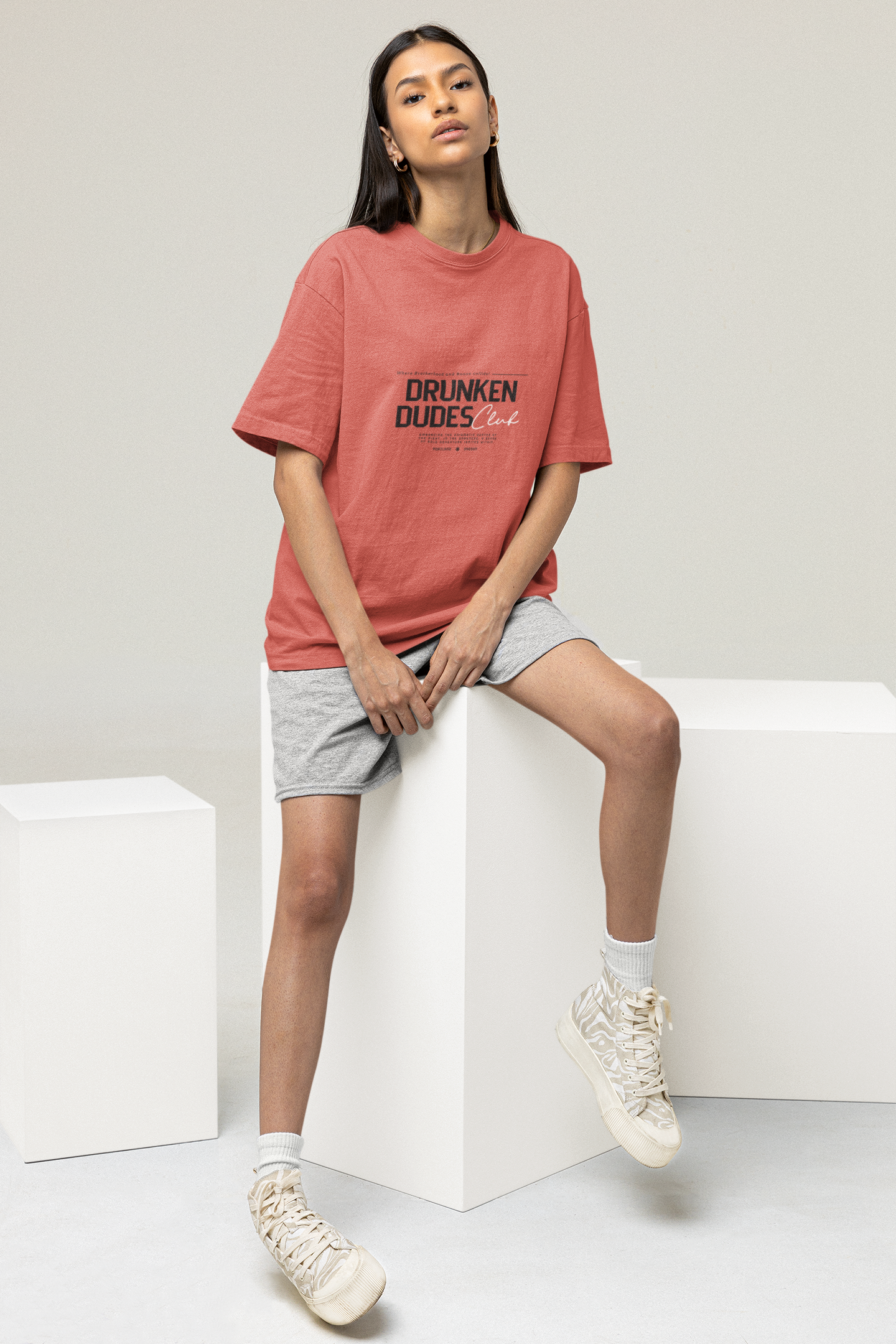 OVERSIZED TSHIRTS CORAL : DRUKEN DUDE