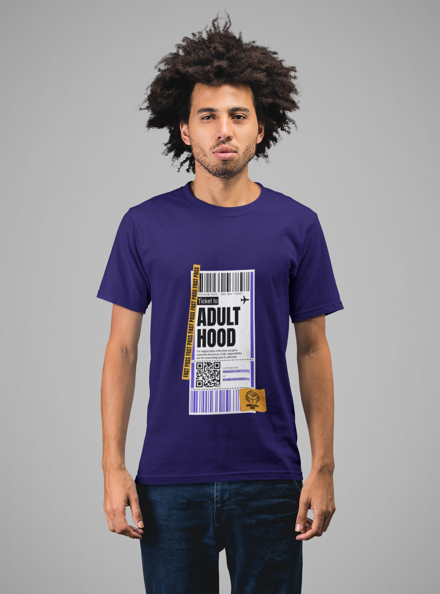 MEN'S T-SHIRT ROYAL BLUE: ADULT HOOD