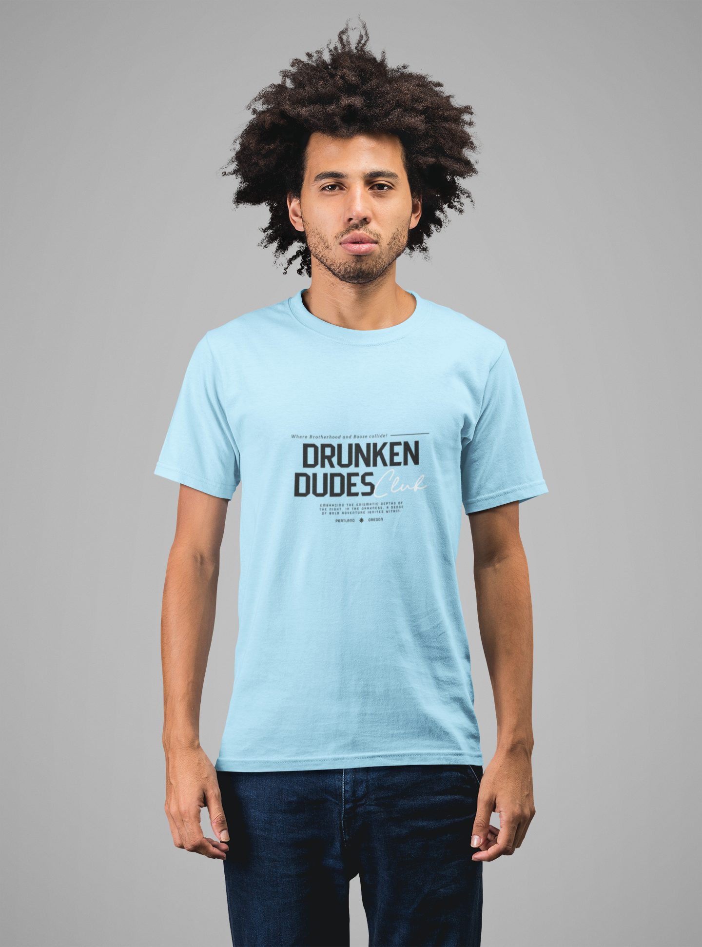 MEN'S T-SHIRT SKY BLUE: DRUKEN DUDES