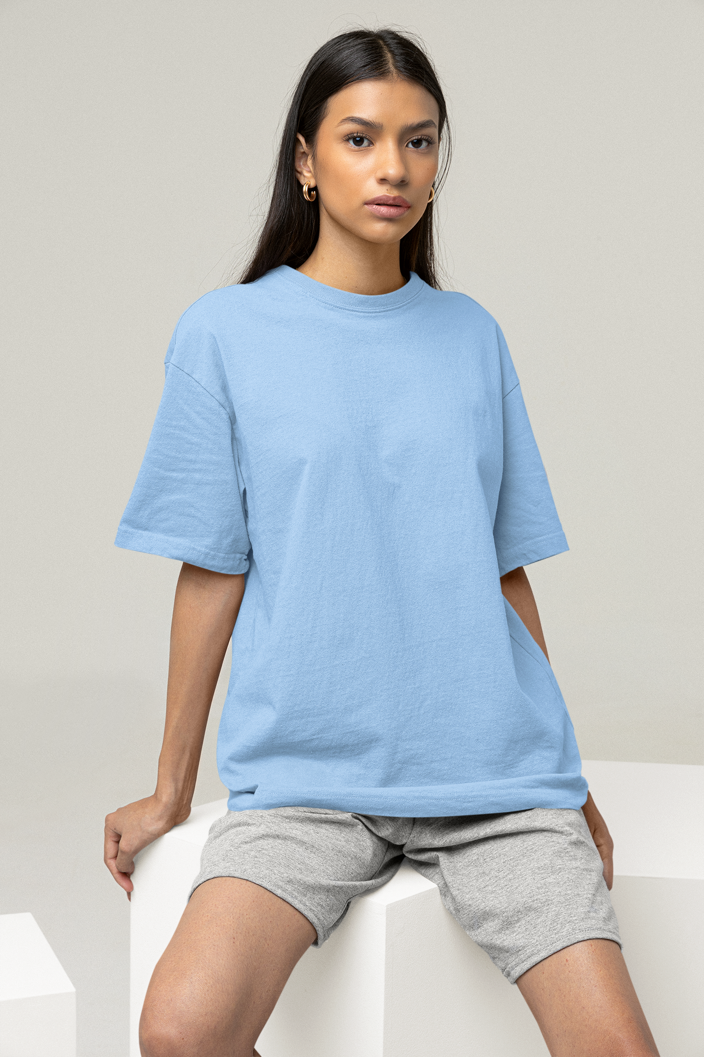 OVERSIZED TSHIRTS BABY BLUE: SOLIDS